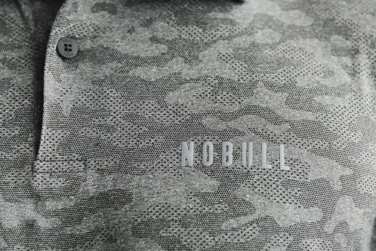 Nobull Lightweight Textured Polo Men's T Shirts Black Camo | Australia (OS3120)